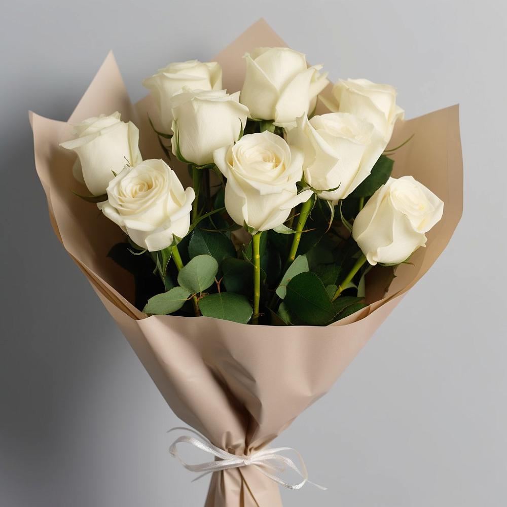 Букет 9 Белых роз Эдлесс Лав в Камышах