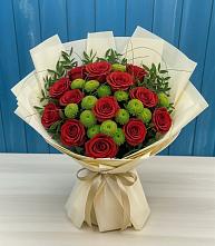 Букет цветов из:  Розы и Хризантемы #REPLACE_PRED# Камышах