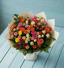 Букет Микс из разноцветных кустовых роз в Камышах